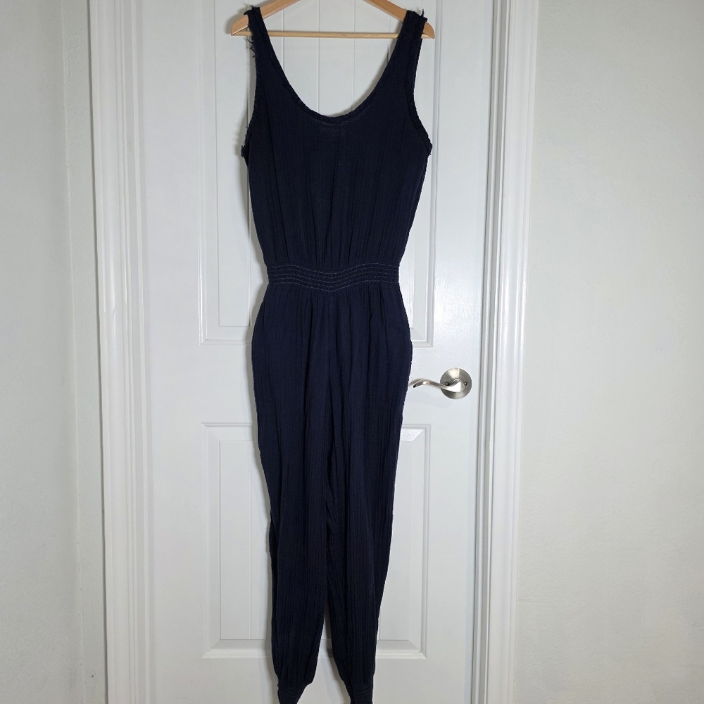 NWOT Michael Stars Cotton Gauze‎ Dark Blue Sleeveless Jumpsuit Medium